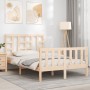 Bed frame with solid wood headboard 120x200 cm by vidaXL, Beds and slatted bases - Ref: Foro24-3191966, Price: 117,14 €, Disc...