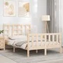 Bed frame with solid wood headboard 120x200 cm by vidaXL, Beds and slatted bases - Ref: Foro24-3191966, Price: 115,69 €, Disc...
