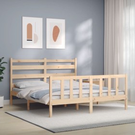 Bettgestell mit Massivholzkopfteil 160x200 cm von vidaXL, Betten und Lattenroste - Ref: Foro24-3192046, Preis: 129,24 €, Raba...