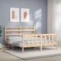 Bed frame with solid wood headboard 160x200 cm by vidaXL, Beds and slatted bases - Ref: Foro24-3192046, Price: 127,59 €, Disc...