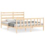 Bed frame with solid wood headboard 160x200 cm by vidaXL, Beds and slatted bases - Ref: Foro24-3192046, Price: 129,24 €, Disc...