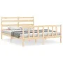 Bed frame with solid wood headboard 160x200 cm by vidaXL, Beds and slatted bases - Ref: Foro24-3192046, Price: 127,59 €, Disc...