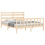 Bed frame with solid wood headboard 160x200 cm by vidaXL, Beds and slatted bases - Ref: Foro24-3192046, Price: 129,24 €, Disc...