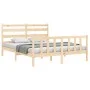 Bed frame with solid wood headboard 160x200 cm by vidaXL, Beds and slatted bases - Ref: Foro24-3192046, Price: 127,59 €, Disc...