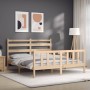 Bed frame with solid wood headboard 160x200 cm by vidaXL, Beds and slatted bases - Ref: Foro24-3192046, Price: 129,24 €, Disc...
