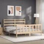 Bed frame with solid wood headboard 160x200 cm by vidaXL, Beds and slatted bases - Ref: Foro24-3192046, Price: 127,59 €, Disc...