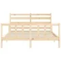 Bed frame with solid wood headboard 160x200 cm by vidaXL, Beds and slatted bases - Ref: Foro24-3192046, Price: 127,59 €, Disc...