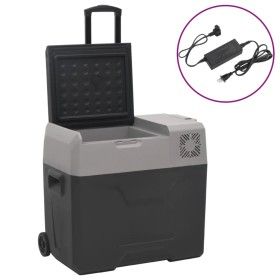 Nevera con ruedas y adaptador polipropileno negro y gris 30 L