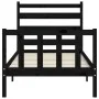 Bed frame with black solid wood headboard 100x200 cm by vidaXL, Beds and slatted bases - Ref: Foro24-3192030, Price: 128,42 €...