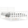 White solid wood bed frame with headboard 120x200 cm by vidaXL, Beds and slatted bases - Ref: Foro24-3192032, Price: 126,14 €...