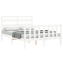 White solid wood bed frame with headboard 120x200 cm by vidaXL, Beds and slatted bases - Ref: Foro24-3192032, Price: 126,14 €...