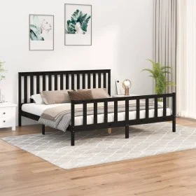 Estructura de cama con cabecero madera de pino negro 200x200cm de vidaXL, Camas y somieres - Ref: Foro24-3188230, Precio: 211...