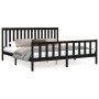 Black pine wood bed frame with headboard 200x200cm by vidaXL, Beds and slatted bases - Ref: Foro24-3188230, Price: 214,27 €, ...