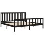Black pine wood bed frame with headboard 200x200cm by vidaXL, Beds and slatted bases - Ref: Foro24-3188230, Price: 214,27 €, ...