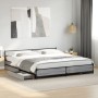 Cama con cajones madera ingeniería gris Sonoma 200x200 cm