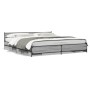 Cama con cajones madera ingeniería gris Sonoma 200x200 cm