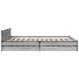 Cama con cajones madera ingeniería gris Sonoma 200x200 cm