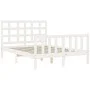 Double bed frame with white solid wood headboard by vidaXL, Beds and slatted bases - Ref: Foro24-3192072, Price: 126,83 €, Di...