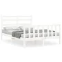 White solid wood bed frame with headboard 140x190 cm by vidaXL, Beds and slatted bases - Ref: Foro24-3192017, Price: 133,15 €...