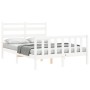 Weißer Massivholzbettrahmen mit Kopfteil 140x190 cm von vidaXL, Betten und Lattenroste - Ref: Foro24-3192017, Preis: 137,76 €...