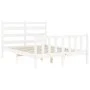 White solid wood bed frame with headboard 140x190 cm by vidaXL, Beds and slatted bases - Ref: Foro24-3192017, Price: 133,15 €...