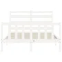 Estructura de cama con cabecero madera maciza blanco 140x190 cm de vidaXL, Camas y somieres - Ref: Foro24-3192017, Precio: 13...