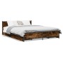 Cama con cajones madera de ingeniería roble ahumado 135x190 cm