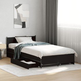 Cama con cajones madera de ingeniería negro 90x190 cm en Camas y somieres | Comprar online en Foro24