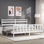 Weißer Massivholzbettrahmen mit Kopfteil 200x200 cm von vidaXL, Betten und Lattenroste - Ref: Foro24-3192057, Preis: 152,99 €...