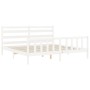 Weißer Massivholzbettrahmen mit Kopfteil 200x200 cm von vidaXL, Betten und Lattenroste - Ref: Foro24-3192057, Preis: 152,99 €...