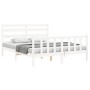 White solid wood bed frame with headboard 160x200 cm by vidaXL, Beds and slatted bases - Ref: Foro24-3192047, Price: 148,59 €...