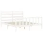White solid wood bed frame with headboard 160x200 cm by vidaXL, Beds and slatted bases - Ref: Foro24-3192047, Price: 142,34 €...