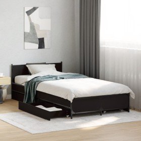 Cama con cajones madera de ingeniería negra 75x190 cm Cama con cajones madera de ingeniería negra 75x190 cm
