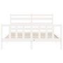 Weißer Massivholzbettrahmen mit Kopfteil 160x200 cm von vidaXL, Betten und Lattenroste - Ref: Foro24-3192047, Preis: 144,28 €...