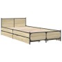 Cama con cajones madera ingeniería roble Sonoma 75x190 cm