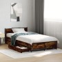 Cama con cajones madera de ingeniería roble ahumado 75x190 cm