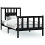 Bed frame with black pine wood headboard 100x200 cm by vidaXL, Beds and slatted bases - Ref: Foro24-3188160, Price: 131,81 €,...