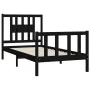 Bed frame with black pine wood headboard 100x200 cm by vidaXL, Beds and slatted bases - Ref: Foro24-3188160, Price: 131,81 €,...