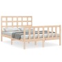 Bed frame with solid wood headboard 120x200 cm by vidaXL, Beds and slatted bases - Ref: Foro24-3192096, Price: 117,38 €, Disc...