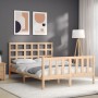 Bed frame with solid wood headboard 120x200 cm by vidaXL, Beds and slatted bases - Ref: Foro24-3192096, Price: 117,38 €, Disc...