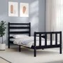 Single bed frame with black solid wood headboard by vidaXL, Beds and slatted bases - Ref: Foro24-3192000, Price: 120,92 €, Di...