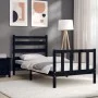 Single bed frame with black solid wood headboard by vidaXL, Beds and slatted bases - Ref: Foro24-3192000, Price: 120,92 €, Di...