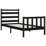 Single bed frame with black solid wood headboard by vidaXL, Beds and slatted bases - Ref: Foro24-3192000, Price: 120,92 €, Di...