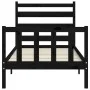 Estructura de cama individual con cabecero madera maciza negro de vidaXL, Camas y somieres - Ref: Foro24-3192000, Precio: 120...