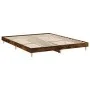 Smoked oak engineered wood bed frame 200x200cm by vidaXL, Beds and slatted bases - Ref: Foro24-832010, Price: 134,46 €, Disco...