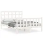 White solid wood bed frame with headboard 140x200 cm by vidaXL, Beds and slatted bases - Ref: Foro24-3192102, Price: 130,61 €...