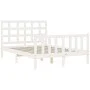 White solid wood bed frame with headboard 140x200 cm by vidaXL, Beds and slatted bases - Ref: Foro24-3192102, Price: 130,61 €...