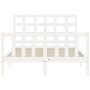 Weißer Massivholzbettrahmen mit Kopfteil 140x200 cm von vidaXL, Betten und Lattenroste - Ref: Foro24-3192102, Preis: 132,28 €...