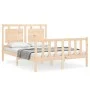 Double bed frame with solid wood headboard by vidaXL, Beds and slatted bases - Ref: Foro24-3192136, Price: 119,92 €, Discount: %