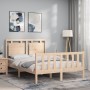 Double bed frame with solid wood headboard by vidaXL, Beds and slatted bases - Ref: Foro24-3192136, Price: 121,44 €, Discount: %